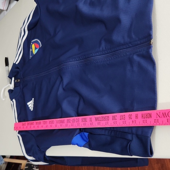 Adidas Idea Sport Soccer Academy Walt D World Jacket Size L Blue White Stripe - Picture 7 of 9